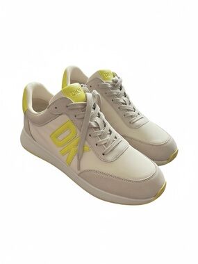 DKNY Cream Sneakers with Yellow Accents - Eye Catching Cute!